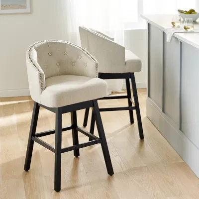 Tabouret de comptoir de bar à dossier bas, tissu nordique en bois, mobilier commercial moderne beige, en teck, en cuir d'olive, tabouret de bar tissé 26,46 lb